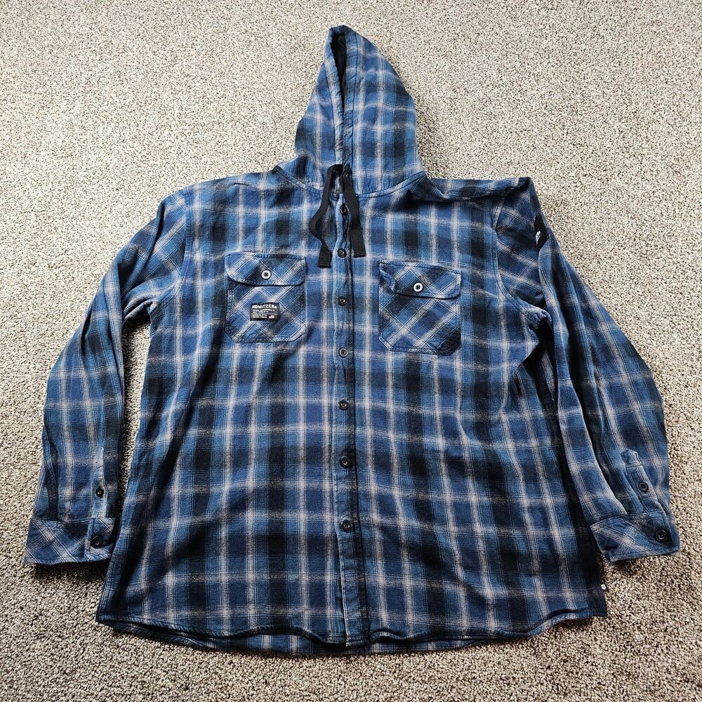 Howitzer Shirt Mens 3x Blue Tartan Flanned Hooded Long Sleeve We The People